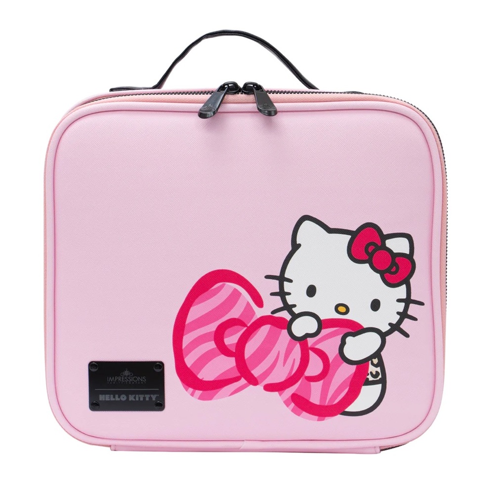 NWT Impressions Vanity Hello Kitty Cosmetic Makeup Bag Pink Cheetah Print